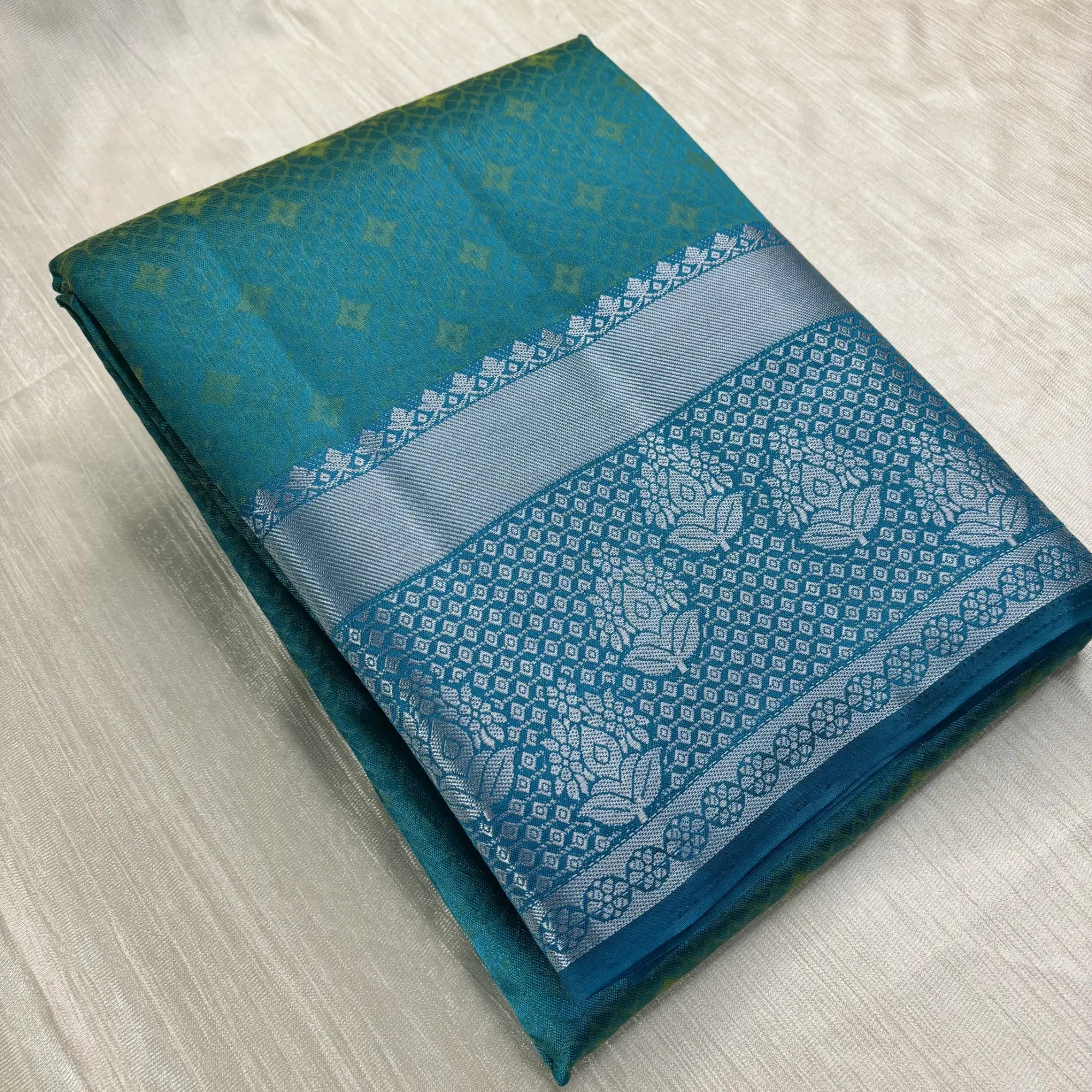 Devasena Teal Dreams – Chitt Pallu Ambose Silk Saree | M1-001
