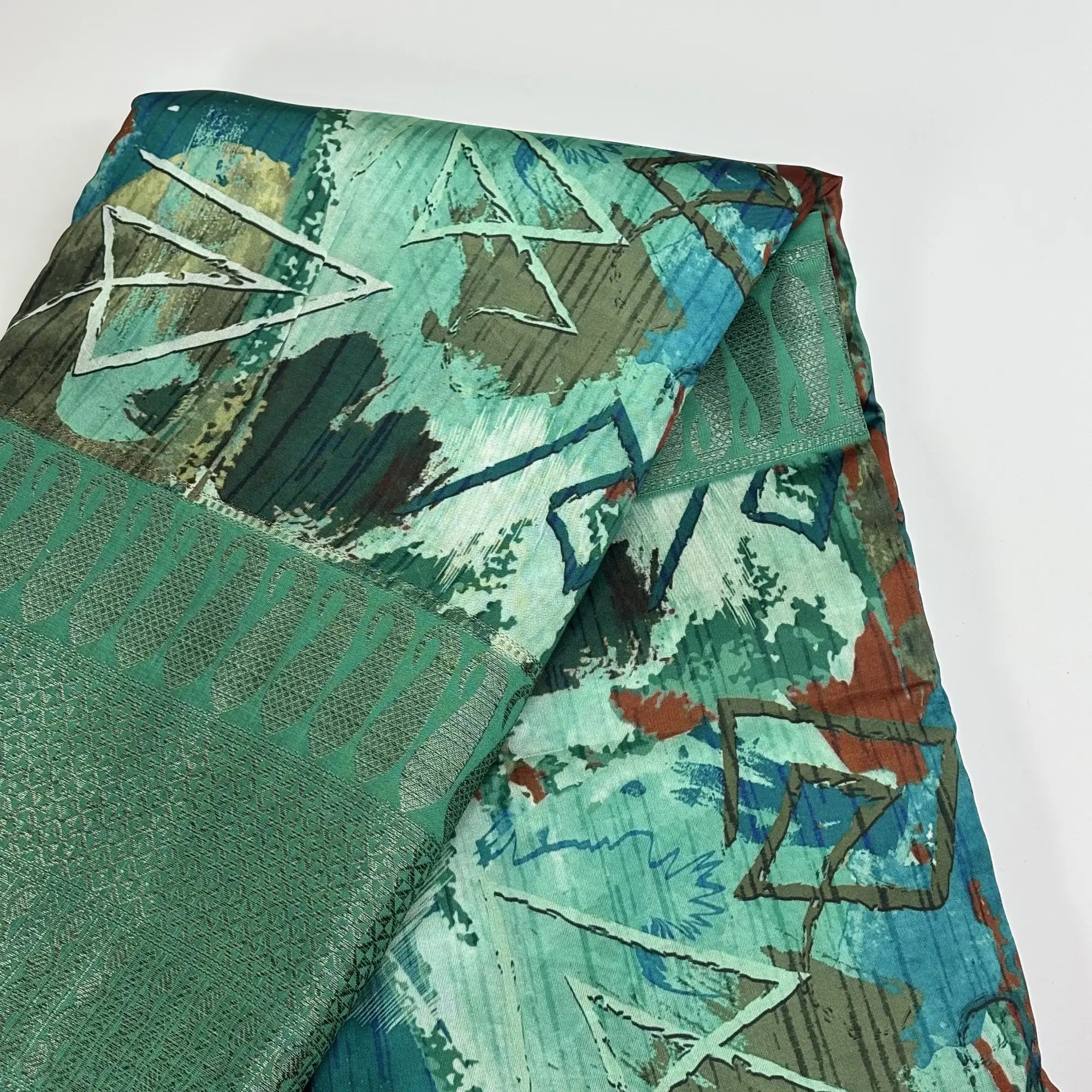 Verdant Echo in Dark Teal Green Grove – Soft Tussar Digital Print Saree | L0-002