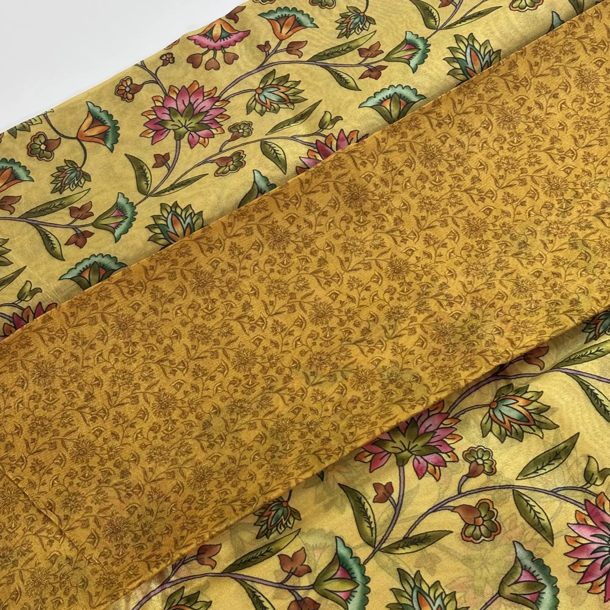 Floral Reverie in Golden Yellow – Soft Tussar Silk Saree | L0-006