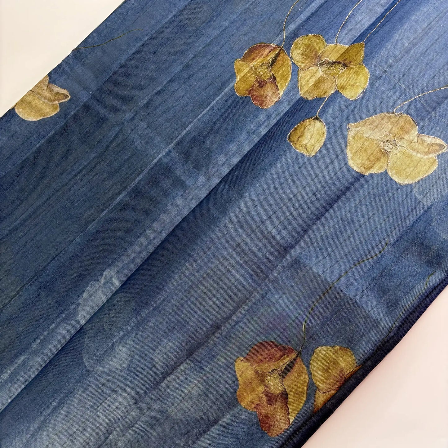 Tissue Silk Saree with Digital Floral and Ari Work (Petrol Blue) | K3-007