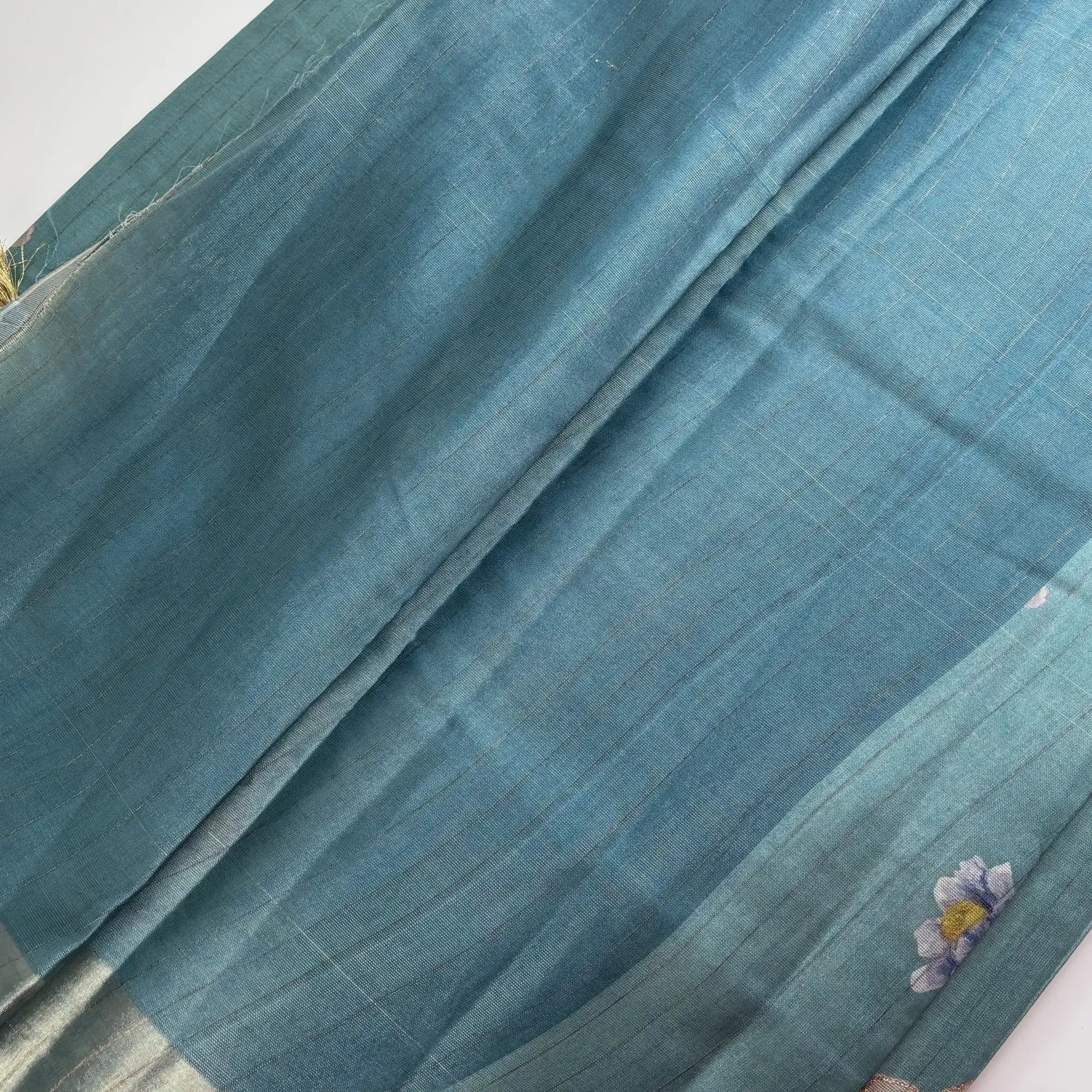 Tissue Silk Saree with Digital Floral and Ari Work (Light Forest Green) | K3-008