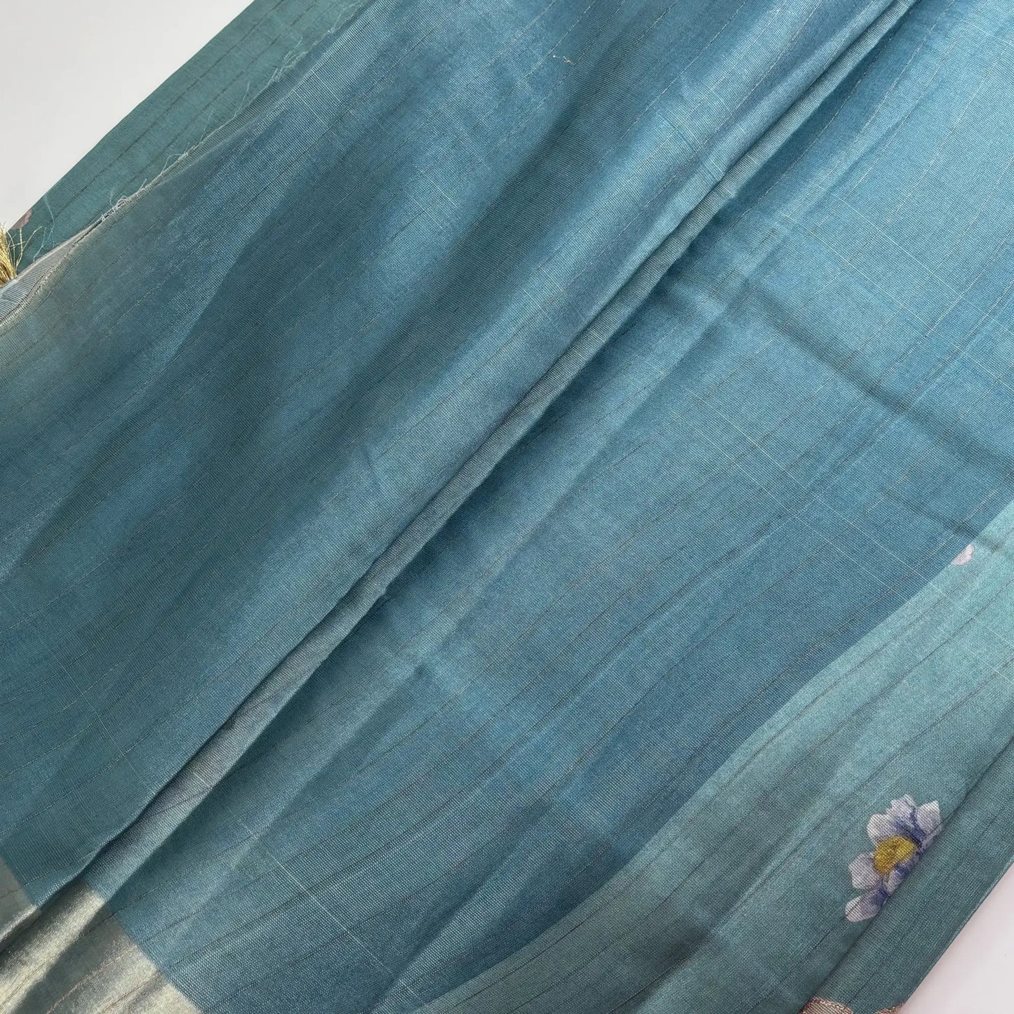 Tissue Silk Saree with Digital Floral and Ari Work (Light Forest Green) | K3-008