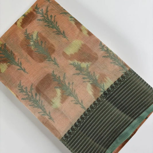 Coral Grove – Tussar Silk Saree with Digital Print and Contrasting Pallu | K1-001