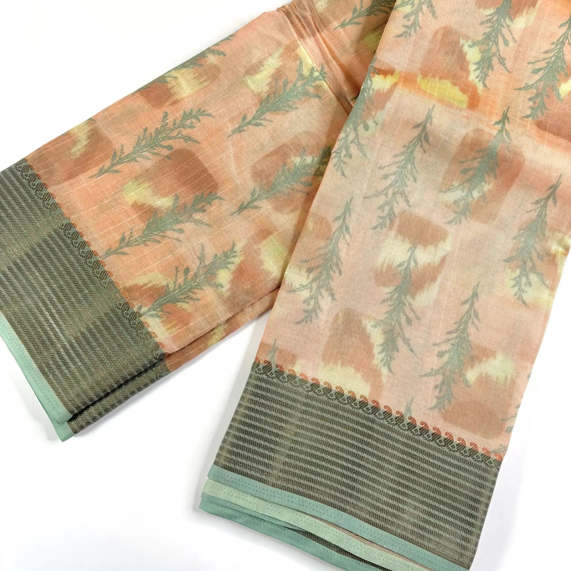 Coral Grove – Tussar Silk Saree with Digital Print and Contrasting Pallu | K1-001
