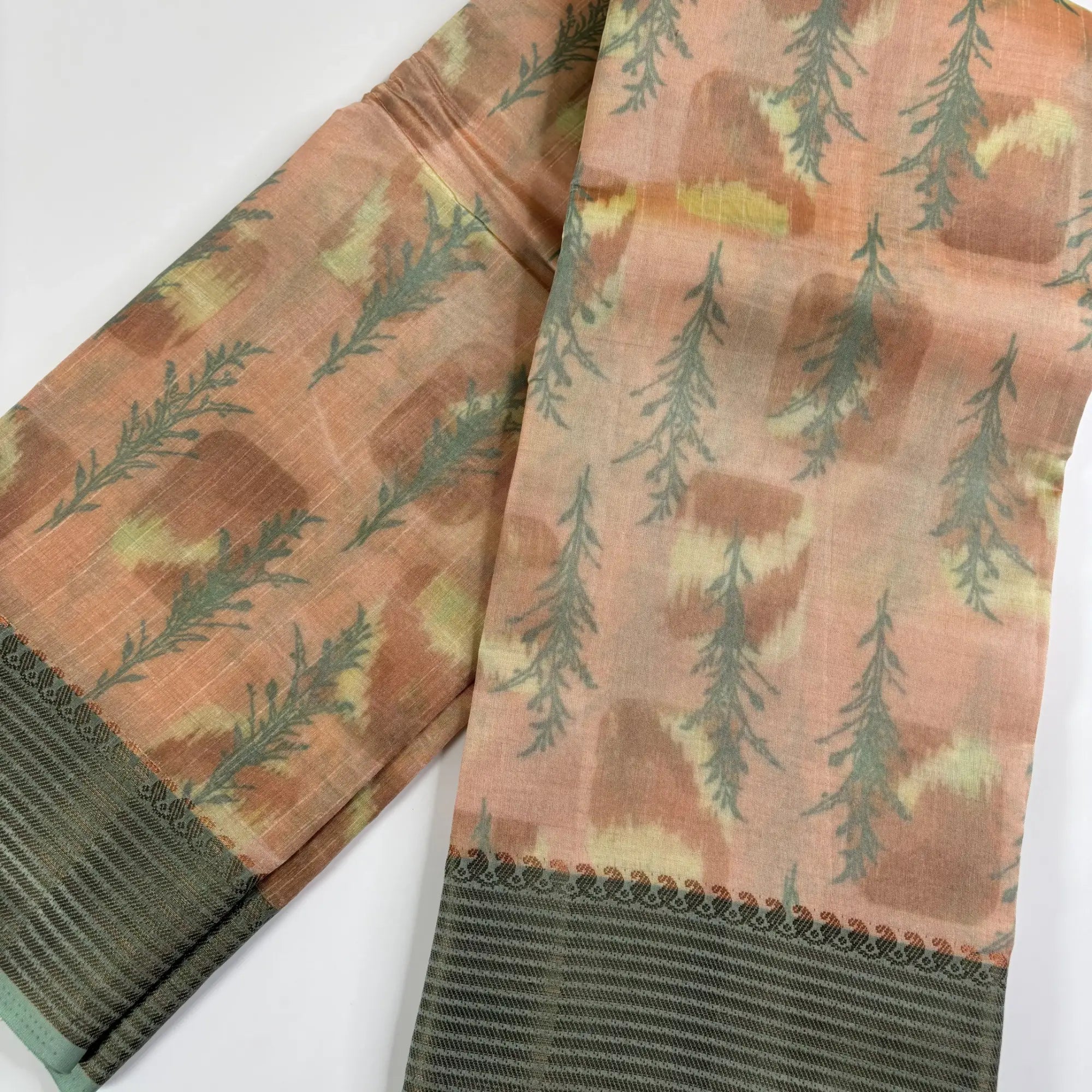 Coral Grove – Tussar Silk Saree with Digital Print and Contrasting Pallu | K1-001