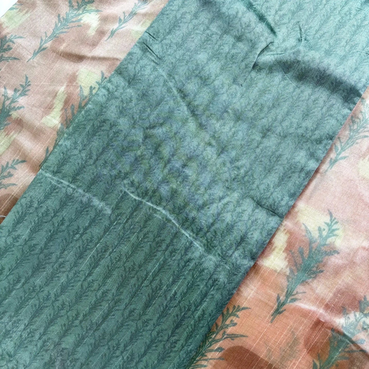 Coral Grove – Tussar Silk Saree with Digital Print and Contrasting Pallu | K1-001