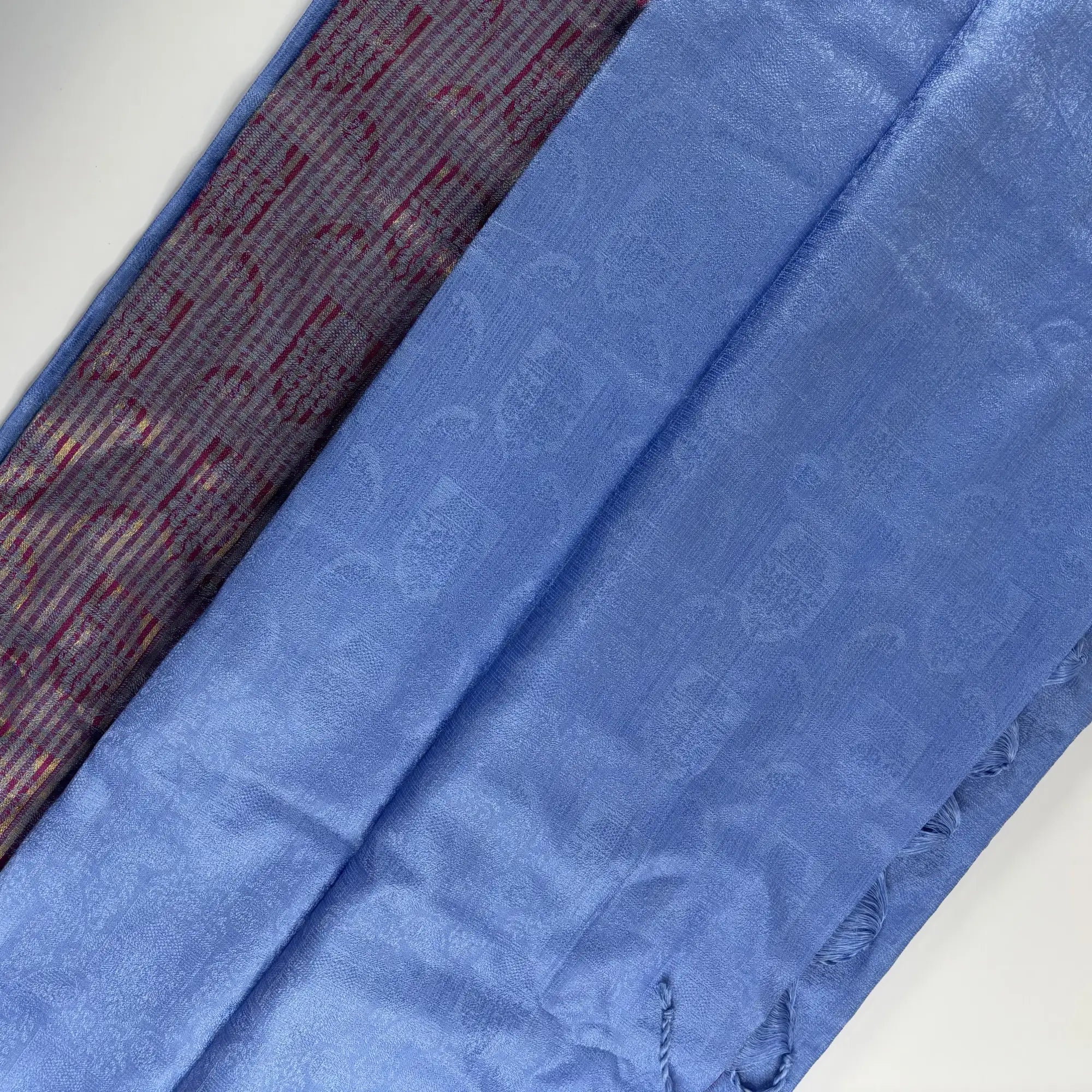 Denim Blue & Maroon – Minakari Saree with Rich Pallu and Border | Q3-001