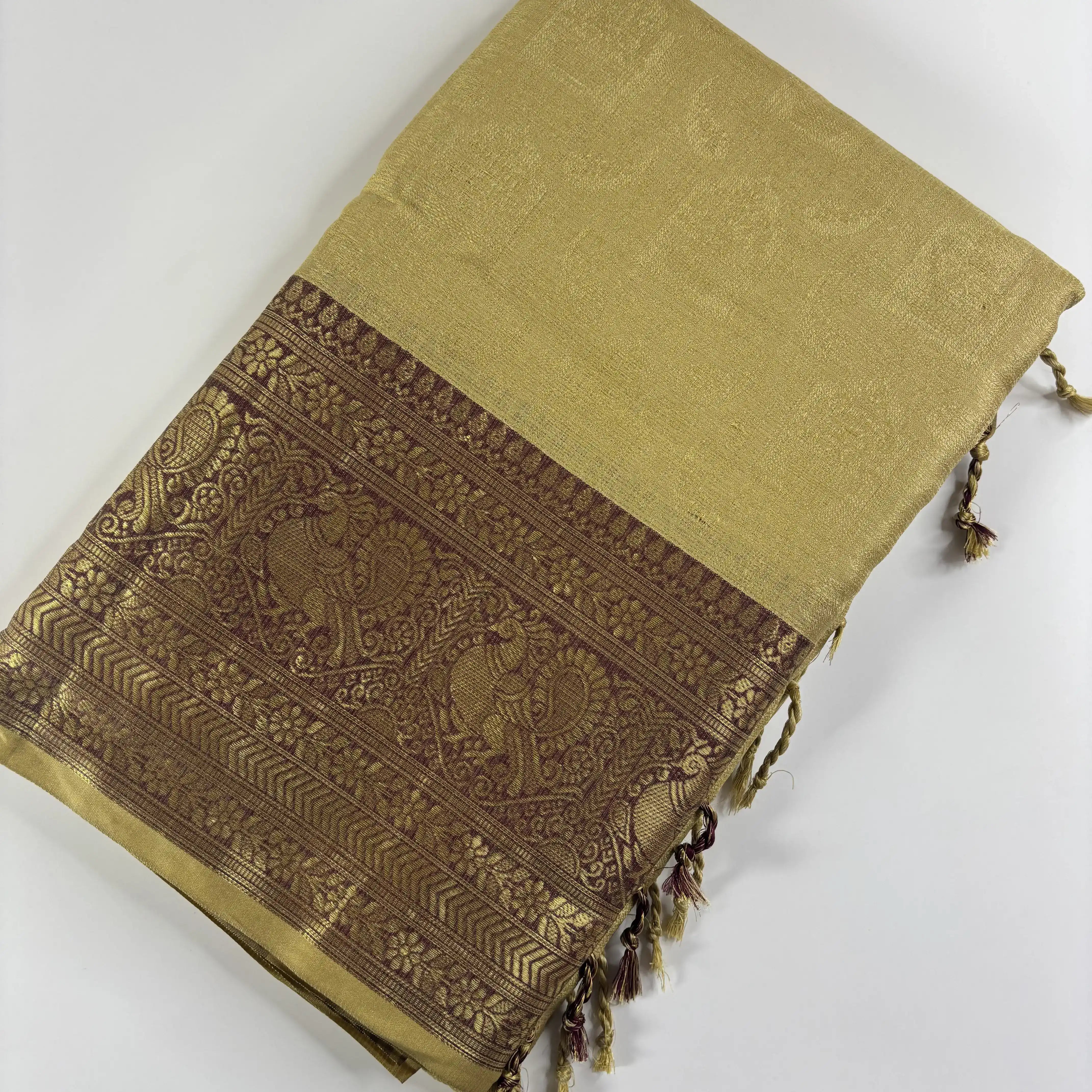 Gold & Maroon – Minakari Saree with Rich Pallu and Border | Q3-002