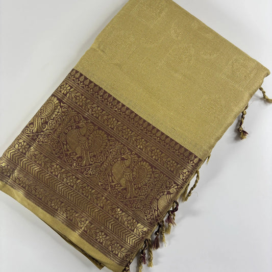 Gold & Maroon – Minakari Saree with Rich Pallu and Border | Q3-002