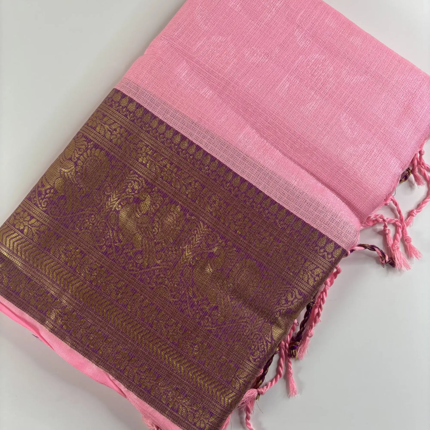 Baby Pink & Maroon – Minakari Saree with Rich Pallu and Border | Q3-003