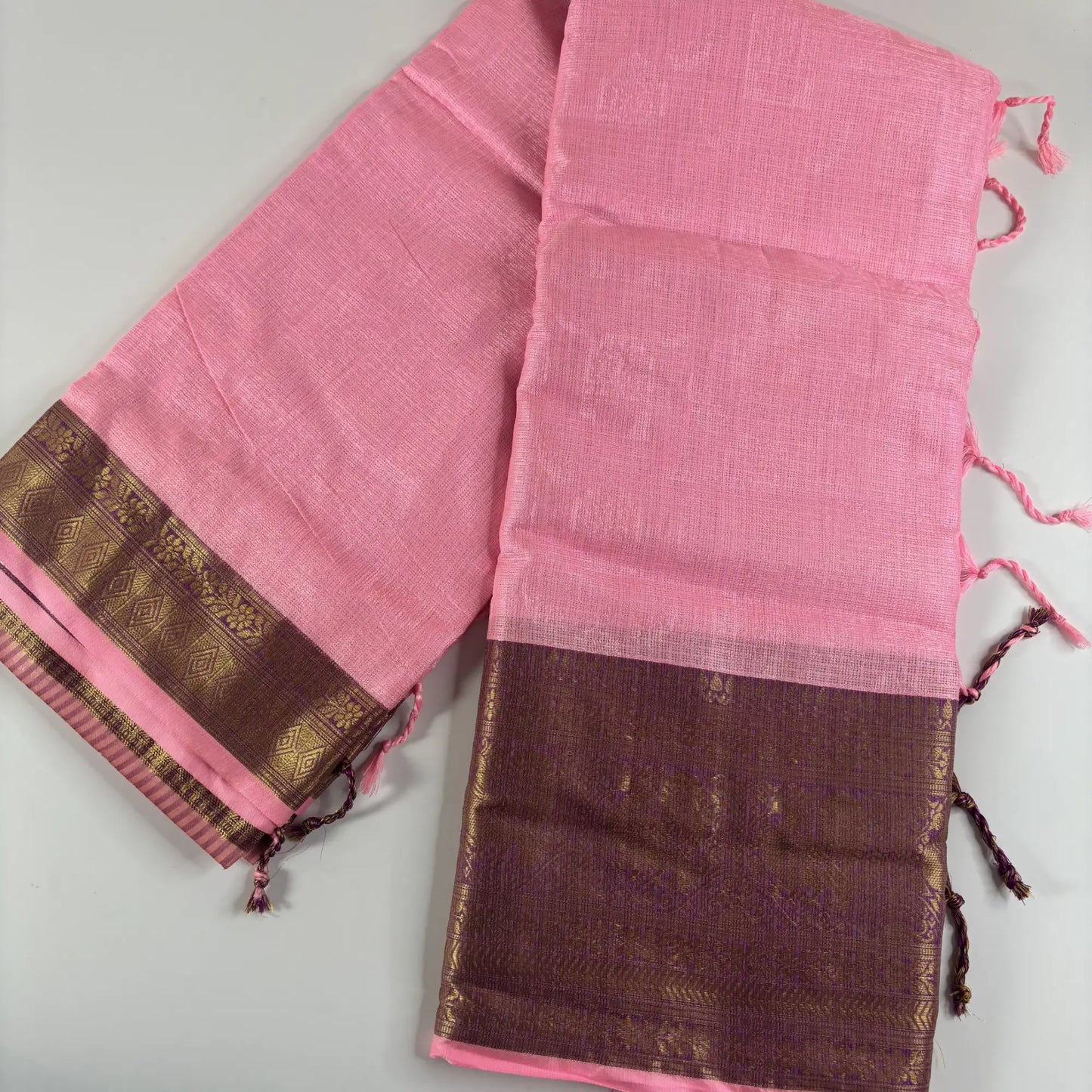 Baby Pink & Maroon – Minakari Saree with Rich Pallu and Border | Q3-003