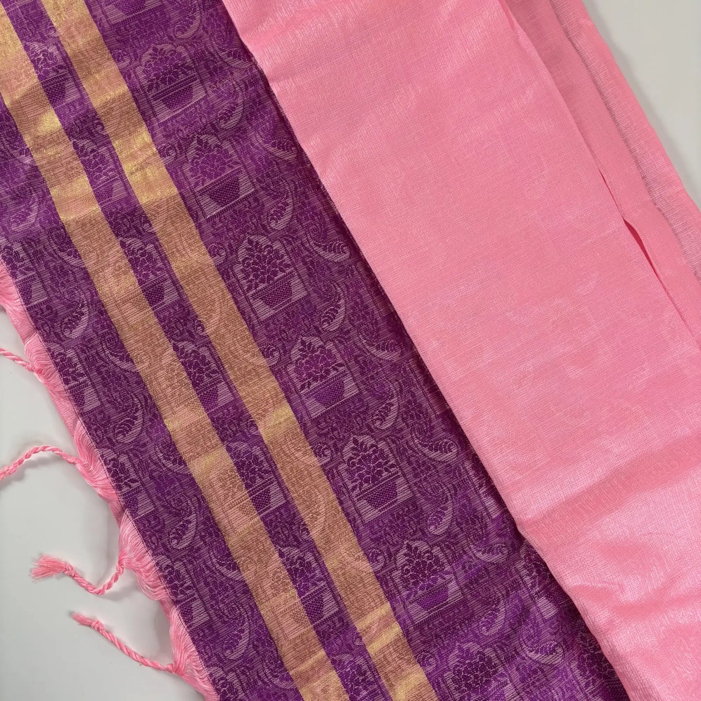 Baby Pink & Maroon – Minakari Saree with Rich Pallu and Border | Q3-003