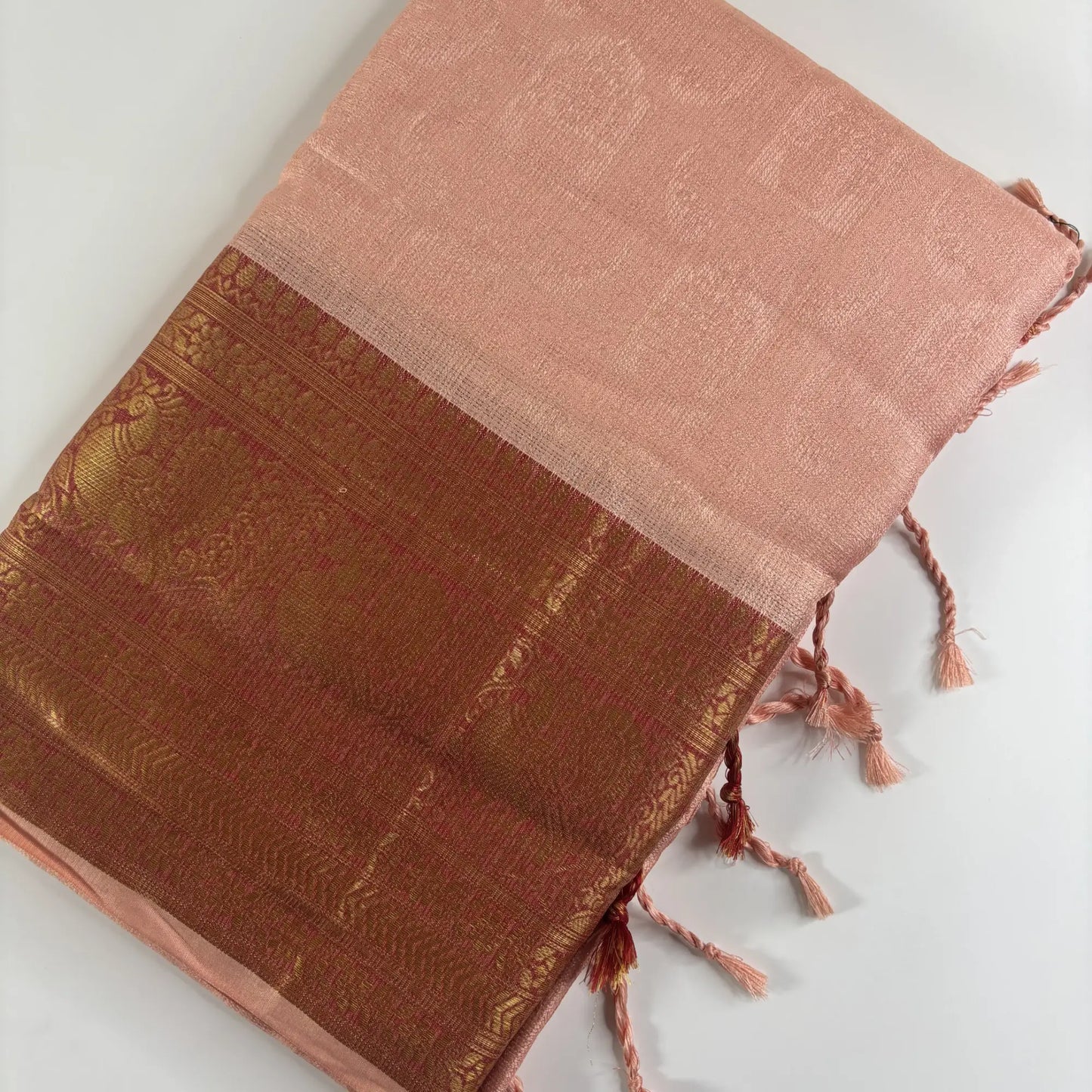 Pale Peach & Maroon – Minakari Saree with Rich Pallu and Border | Q3-005