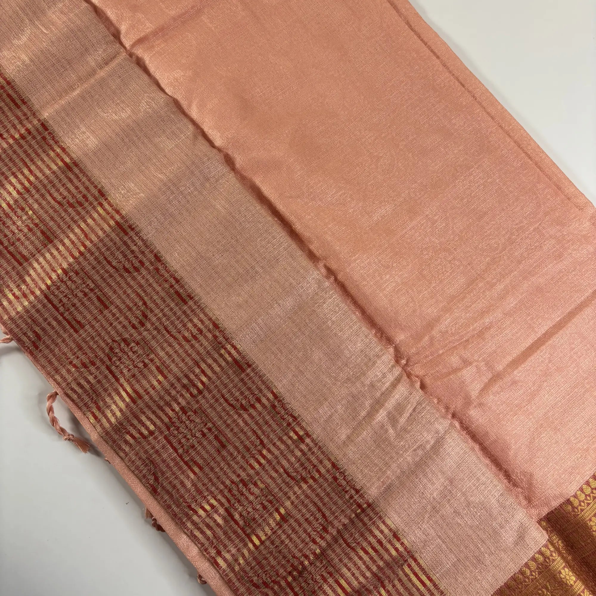 Pale Peach & Maroon – Minakari Saree with Rich Pallu and Border | Q3-005