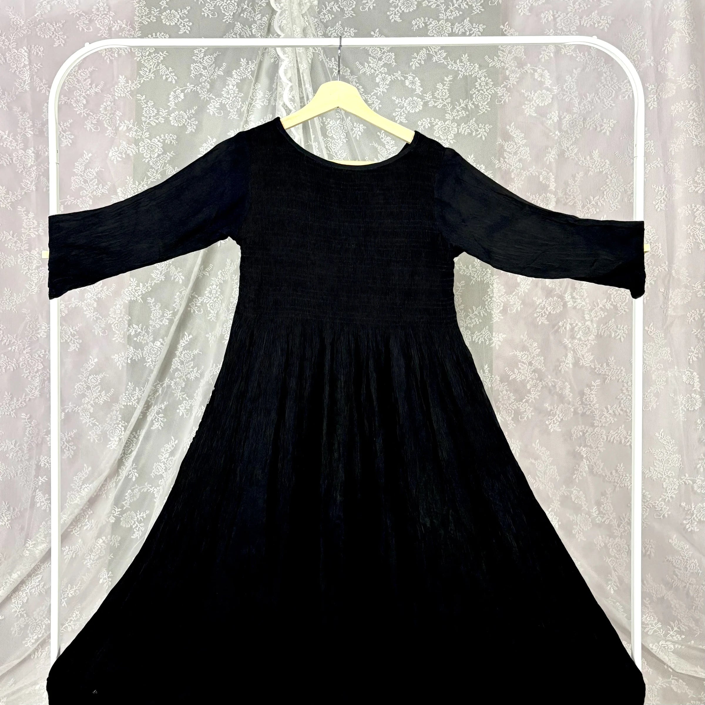 Black Floral Print Flared Kurthi | Q2-005