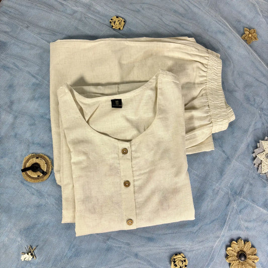 Off-White Floral Embroidered Kurthi Set | R1-002