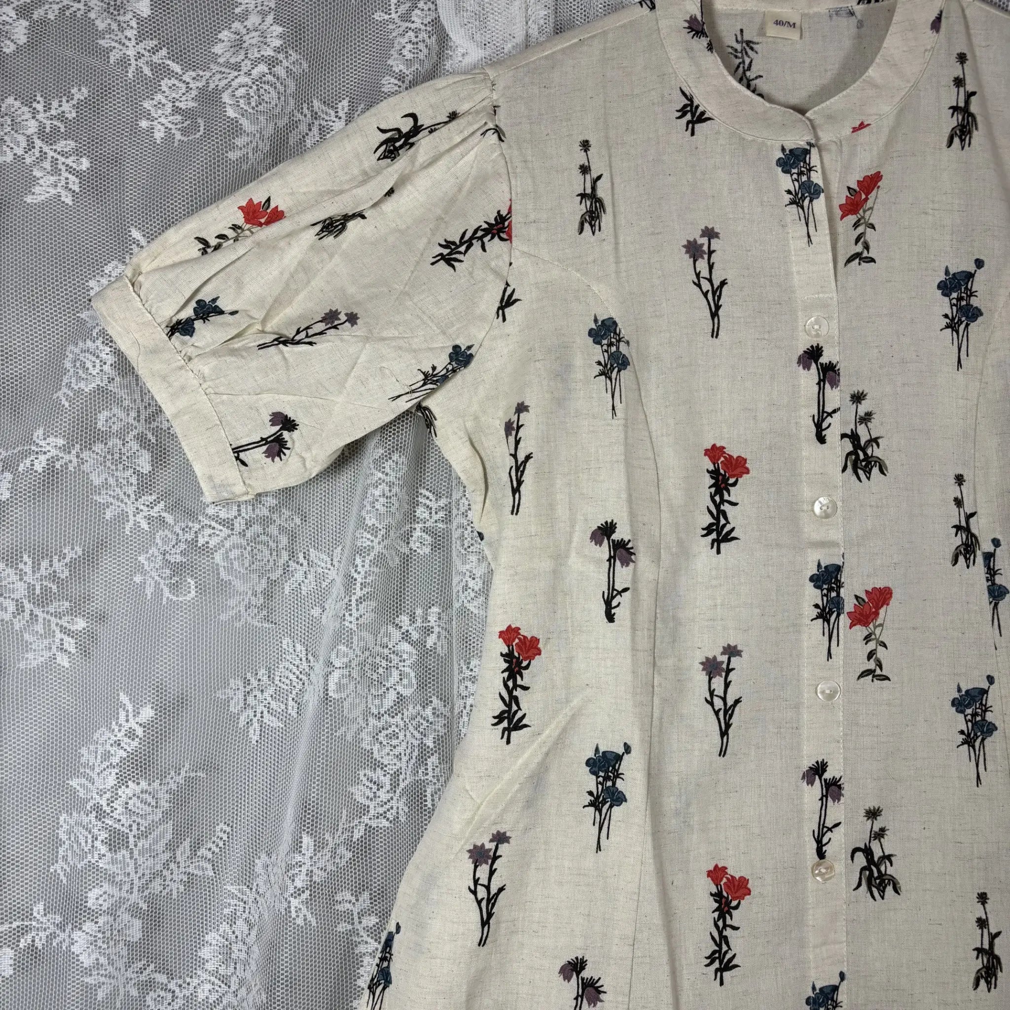 White Floral Print Kurthi | T2-003