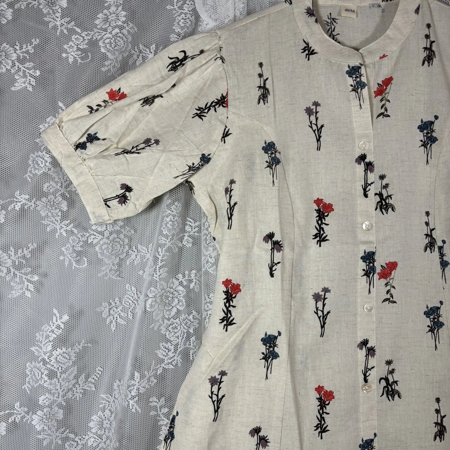 White Floral Print Kurthi | T2-003