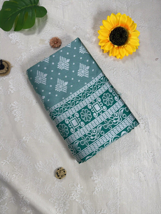 Winter Silk - Rich Emerald Green Cotton Silk Saree with Silver Zari work