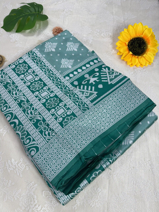 Winter Silk - Rich Emerald Green Cotton Silk Saree with Silver Zari work