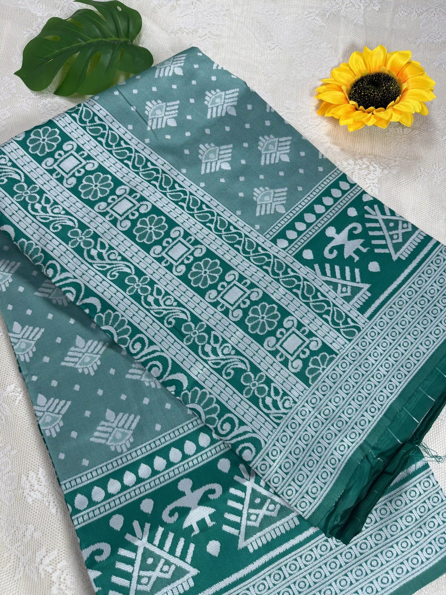 Winter Silk - Rich Emerald Green Cotton Silk Saree with Silver Zari work