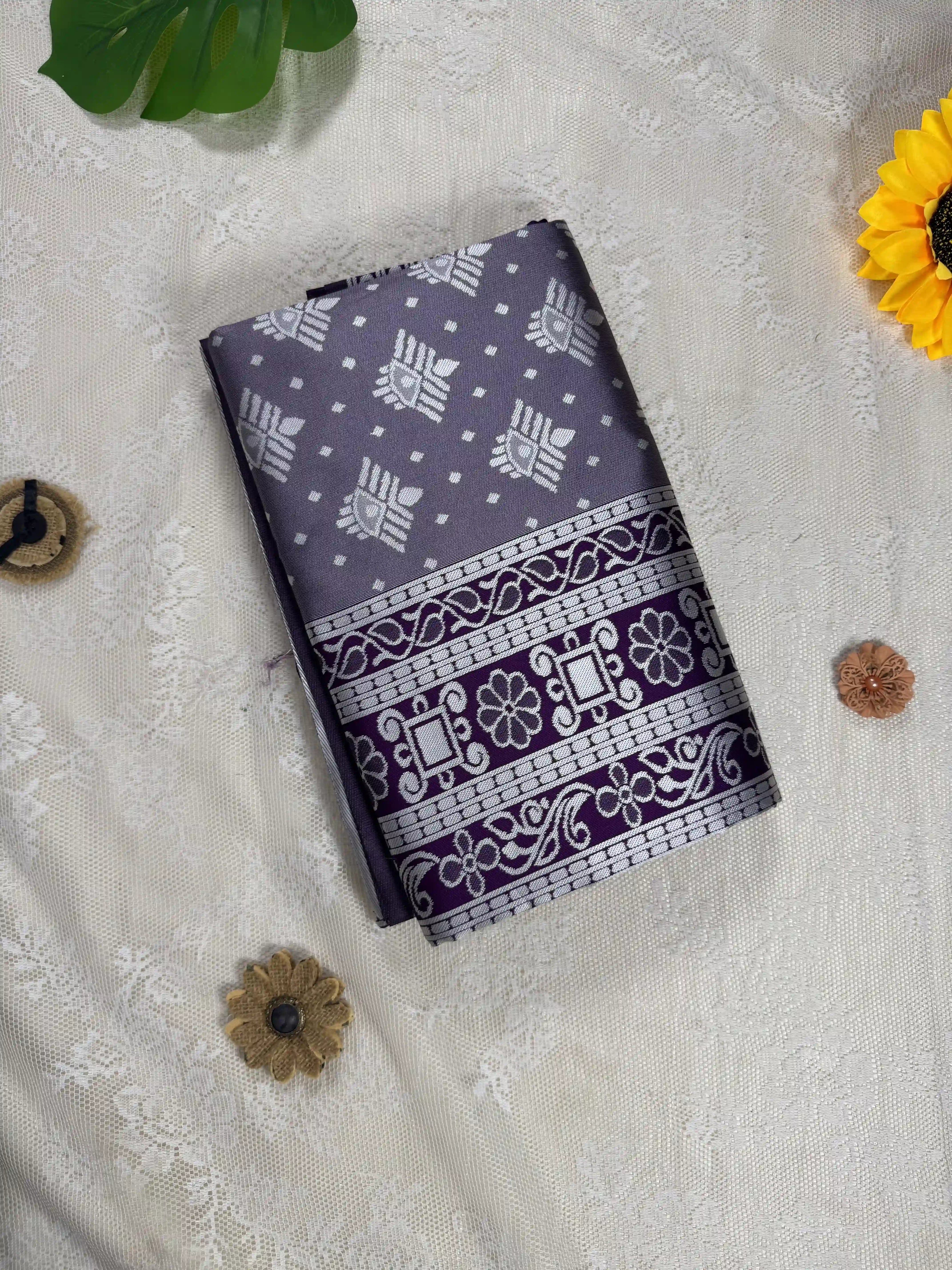 Winter Silk - Rich Purple Cotton Silk Saree with Silver Zari work