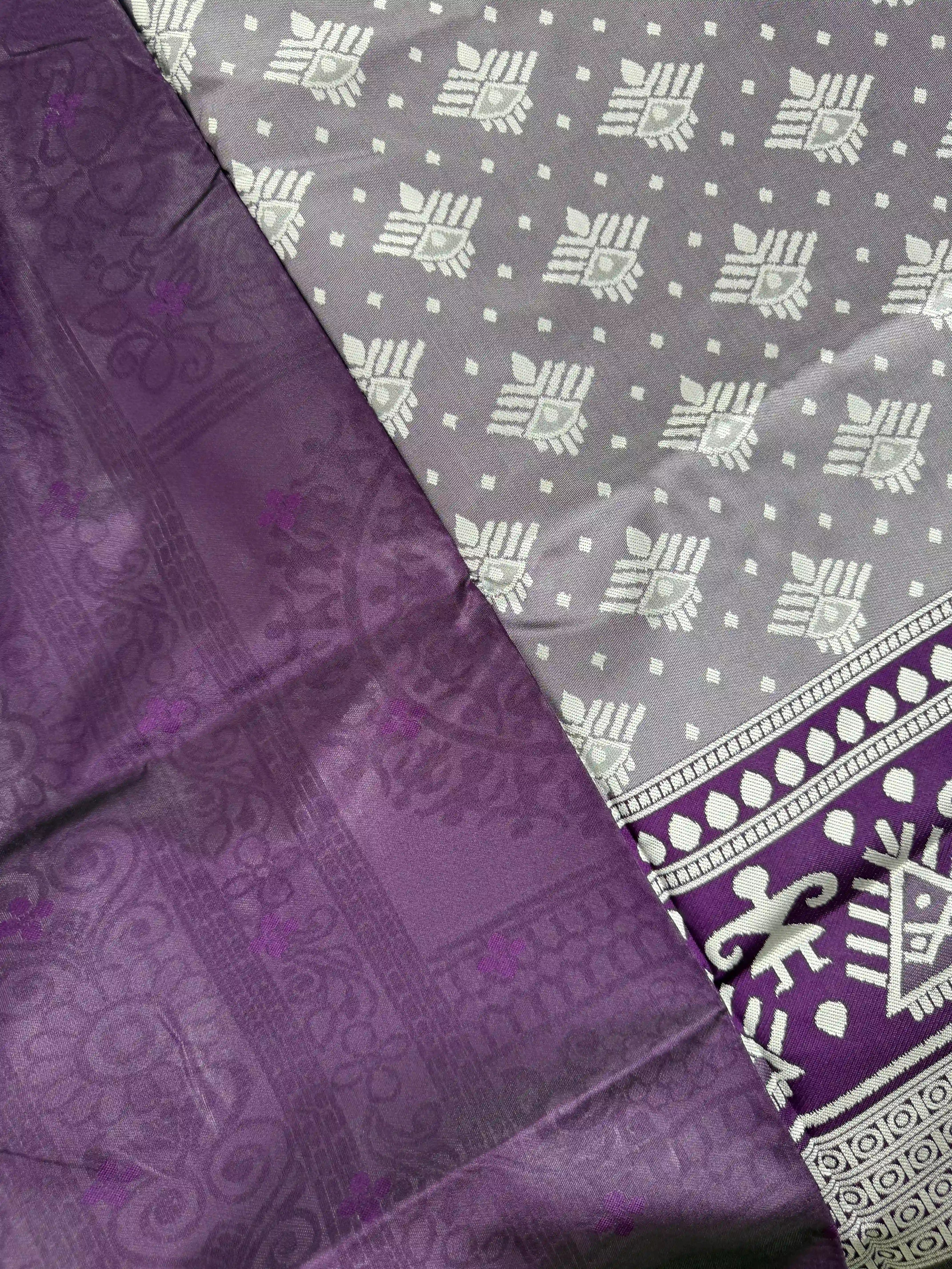 Winter Silk - Rich Purple Cotton Silk Saree with Silver Zari work