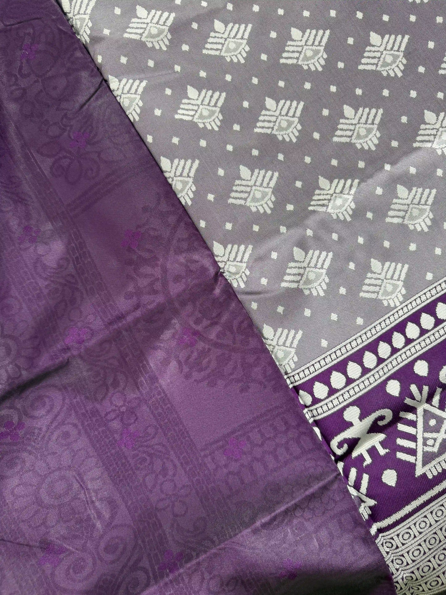 Winter Silk - Rich Purple Cotton Silk Saree with Silver Zari work