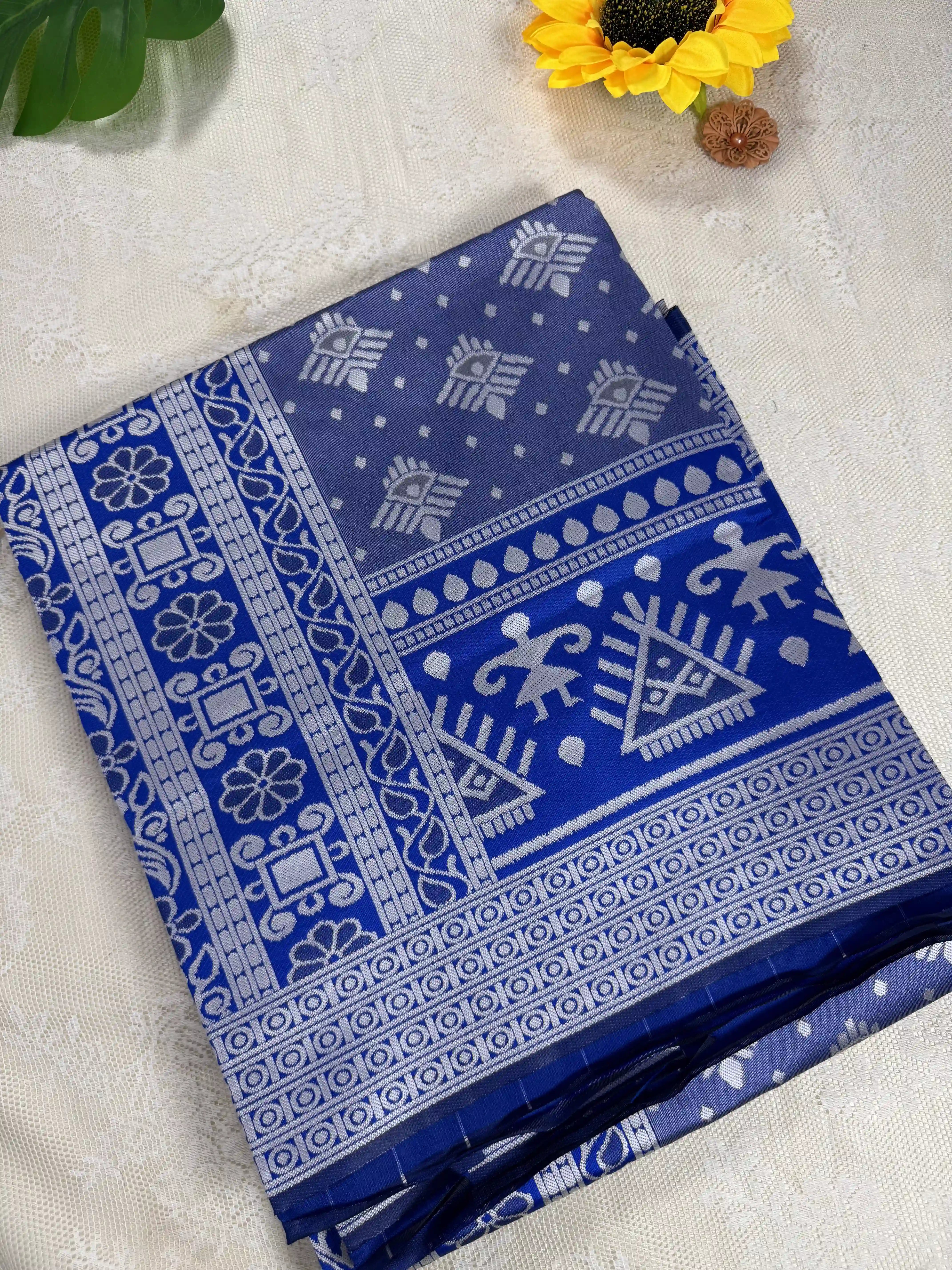 Winter Silk - Royal Blue Cotton Silk Saree with Silver Zari work