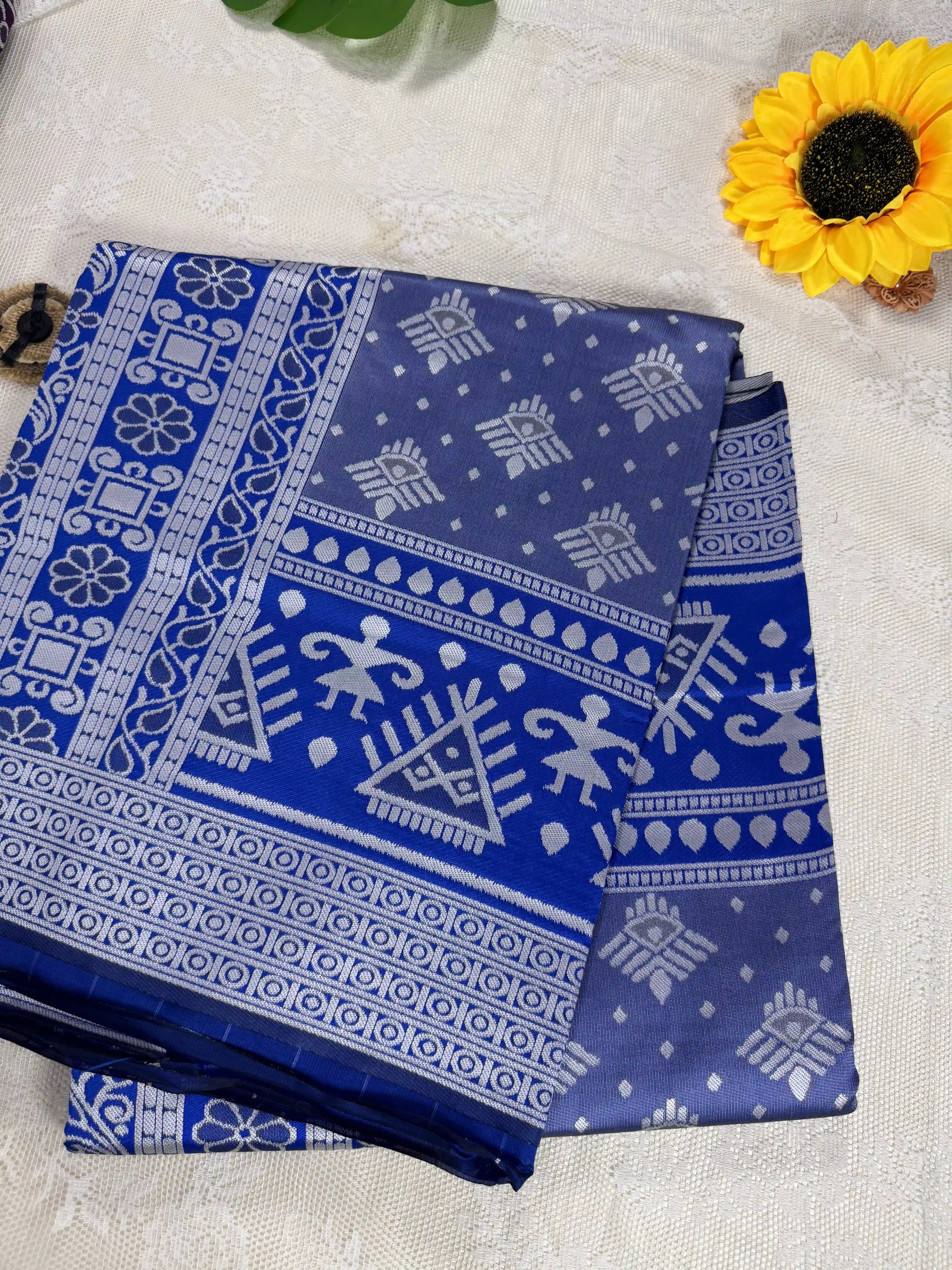 Winter Silk - Royal Blue Cotton Silk Saree with Silver Zari work