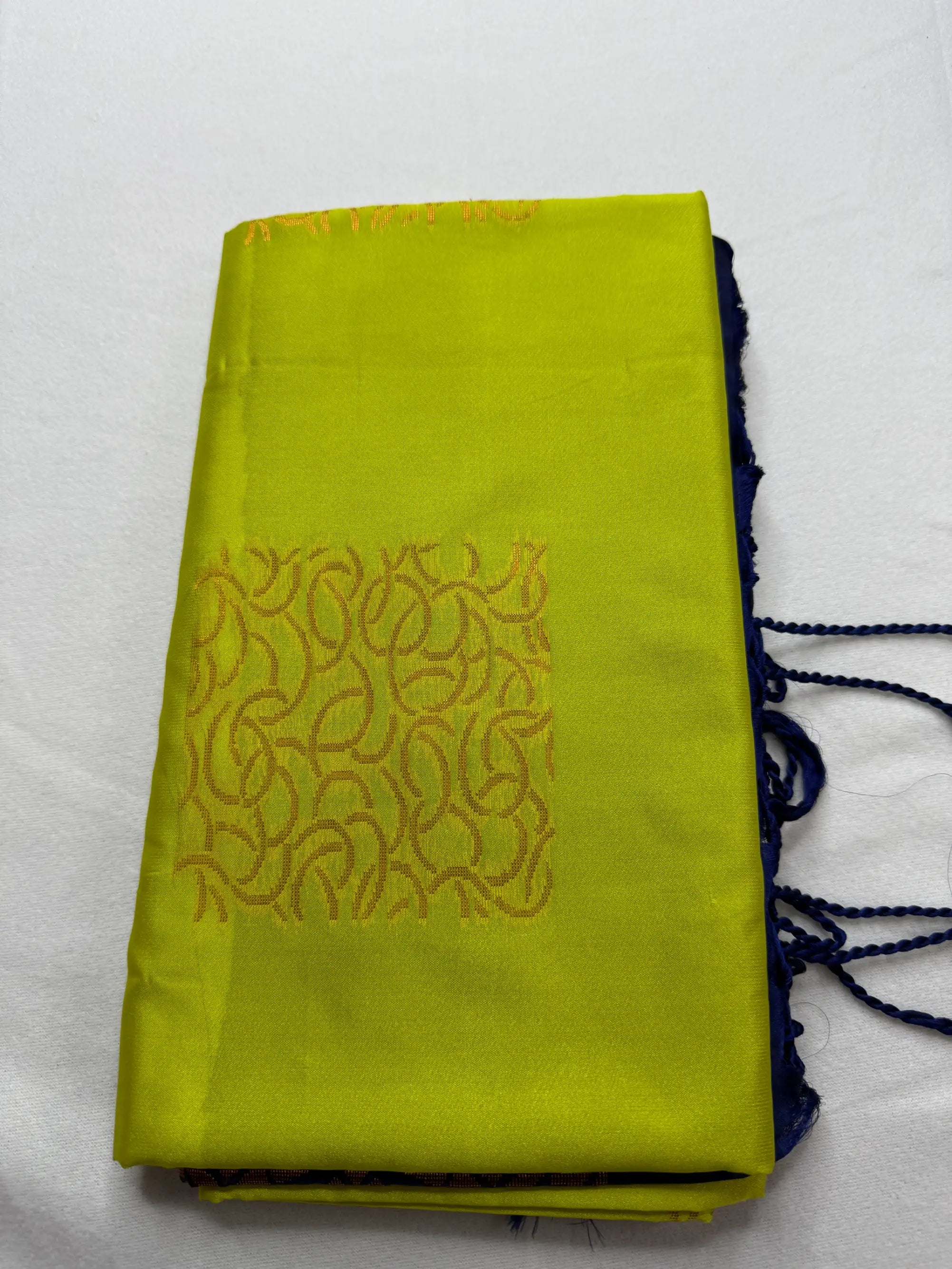 Vibrant Yellow & Blue – Soft Silk Saree with Floral Pallu -SKU: J4-008