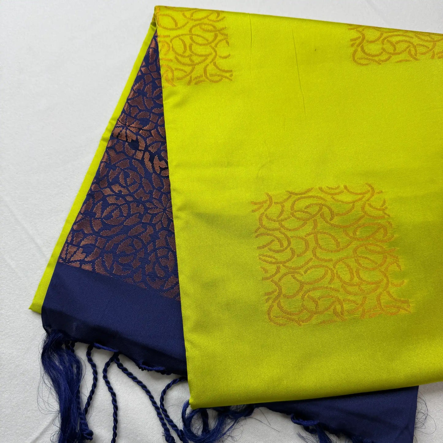 Vibrant Yellow & Blue – Soft Silk Saree with Floral Pallu -SKU: J4-008