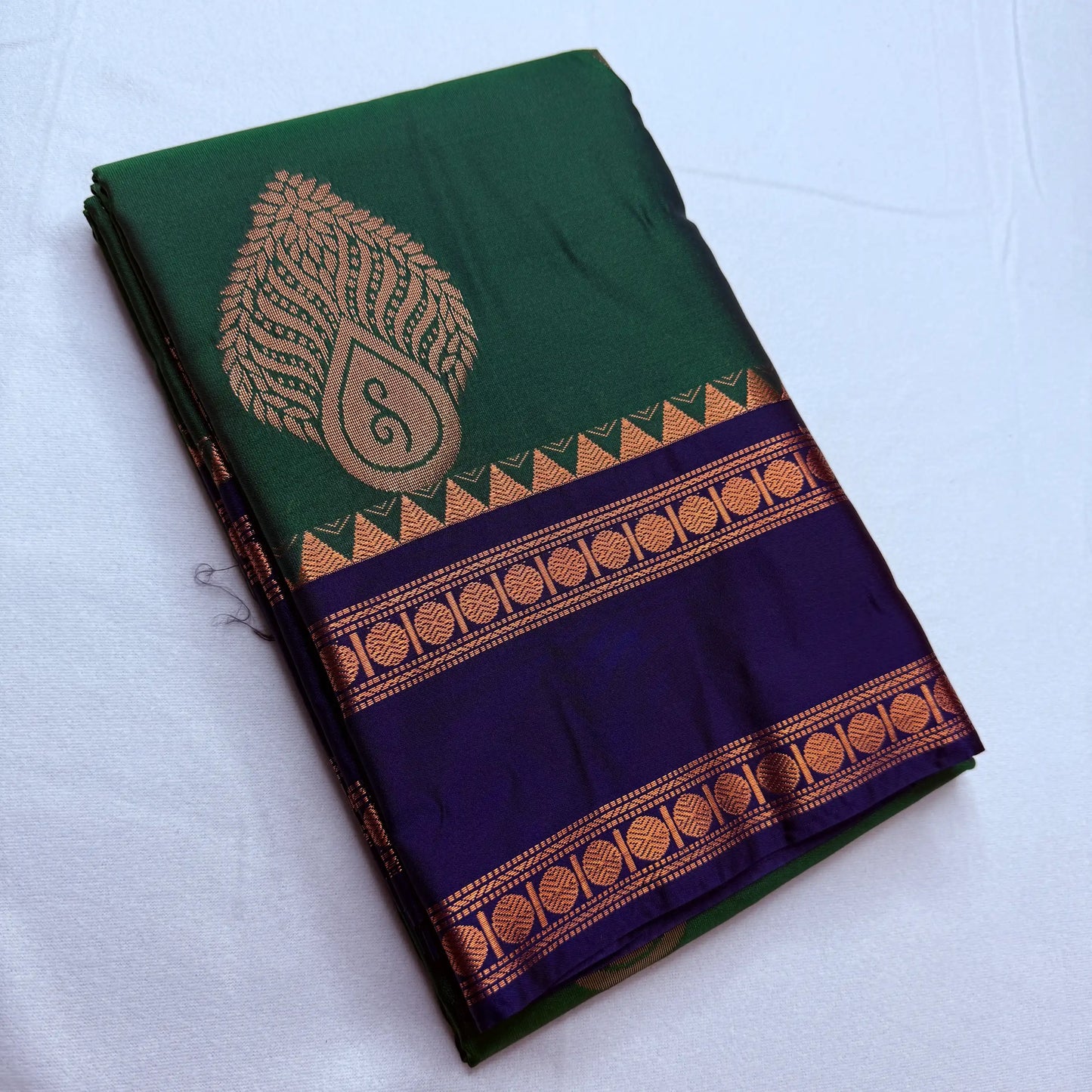 Forest Green & Purple – Soft Silk Saree with Paisley Motifs -SKU: I2-001