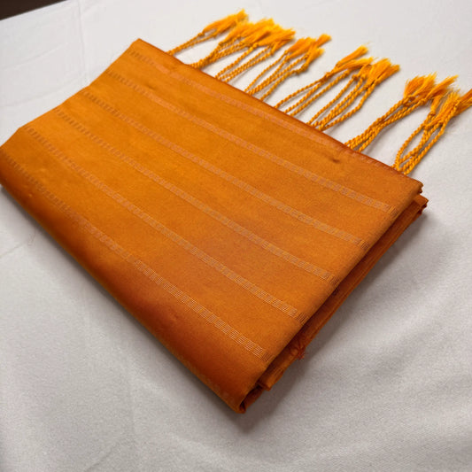 Vibrant Orange – Soft Silk Saree with Woven Paisley Motifs -SKU: H2-003