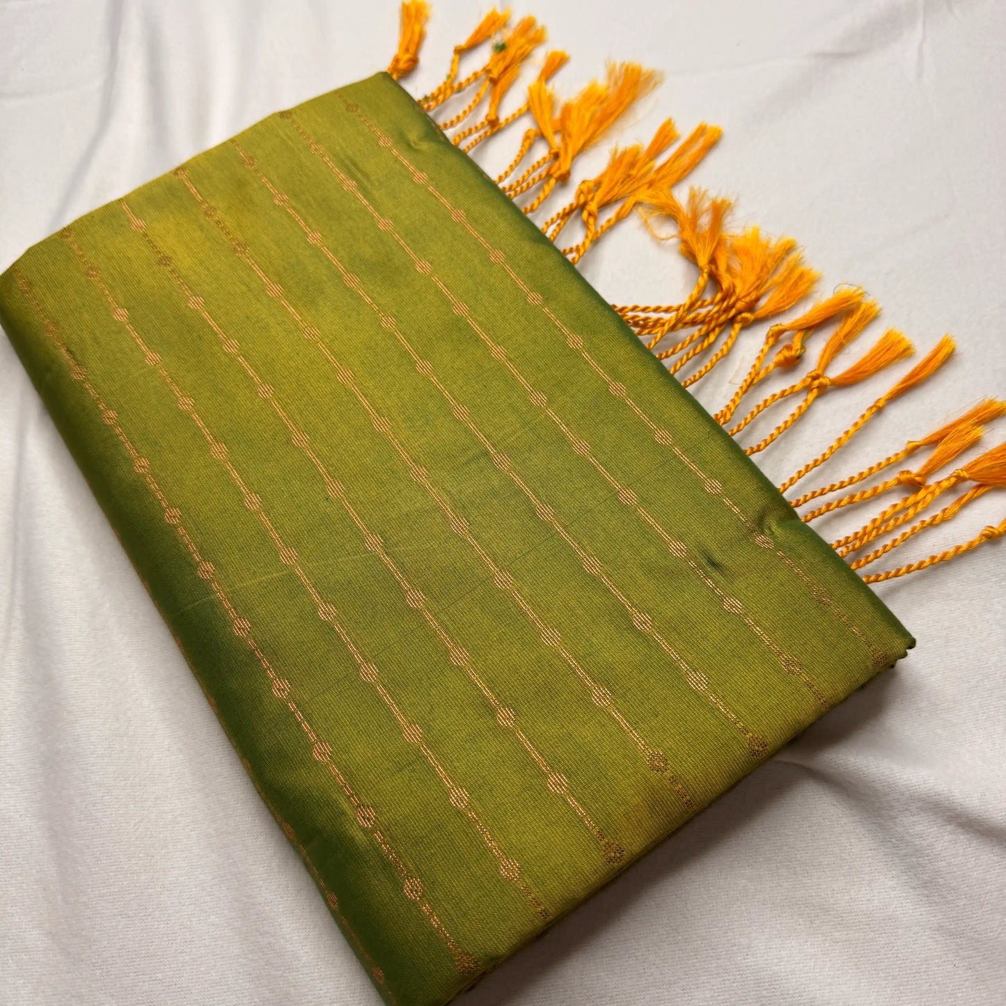 Serene Olive Green – Soft Silk Saree with Woven Motifs -SKU: H2-002