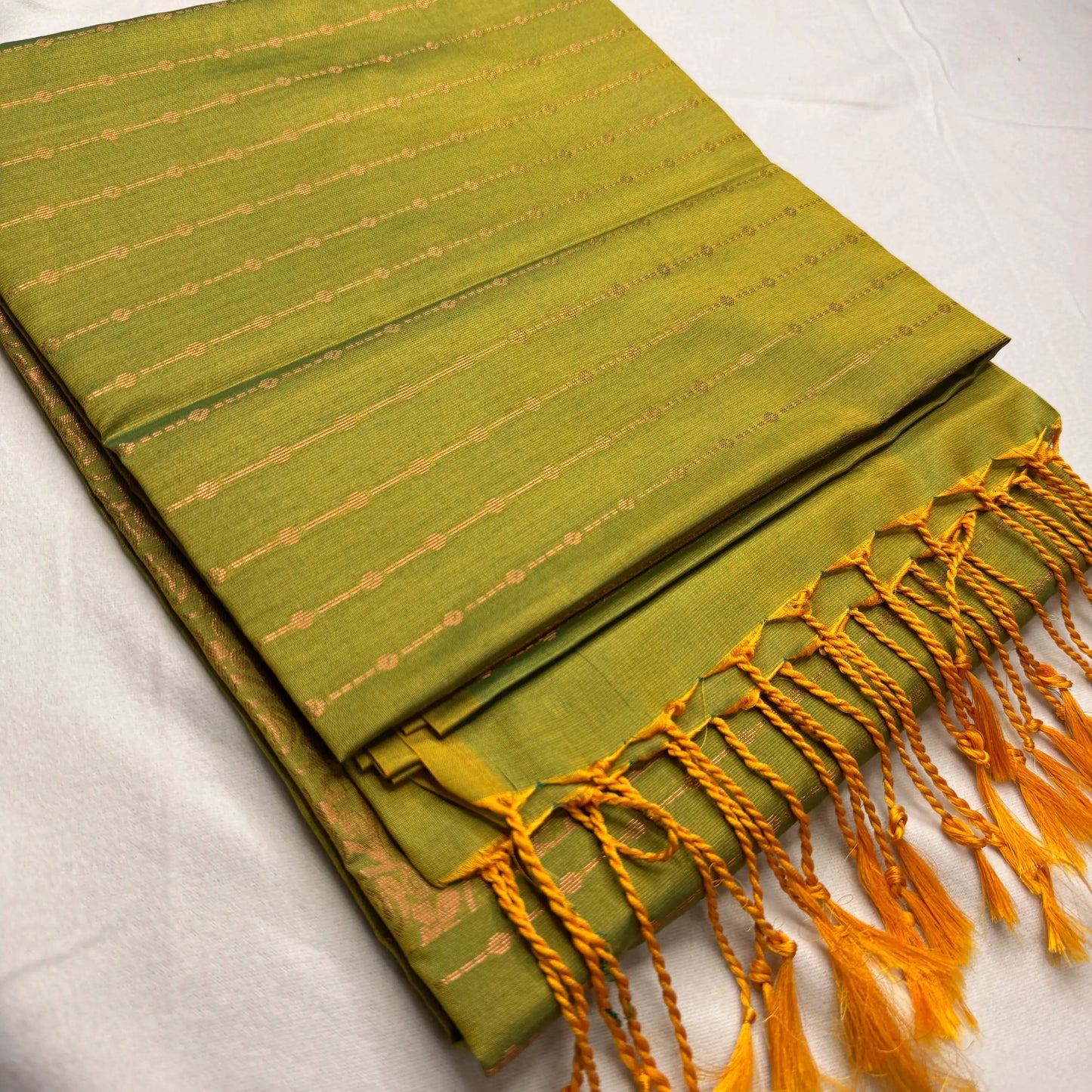 Serene Olive Green – Soft Silk Saree with Woven Motifs -SKU: H2-002