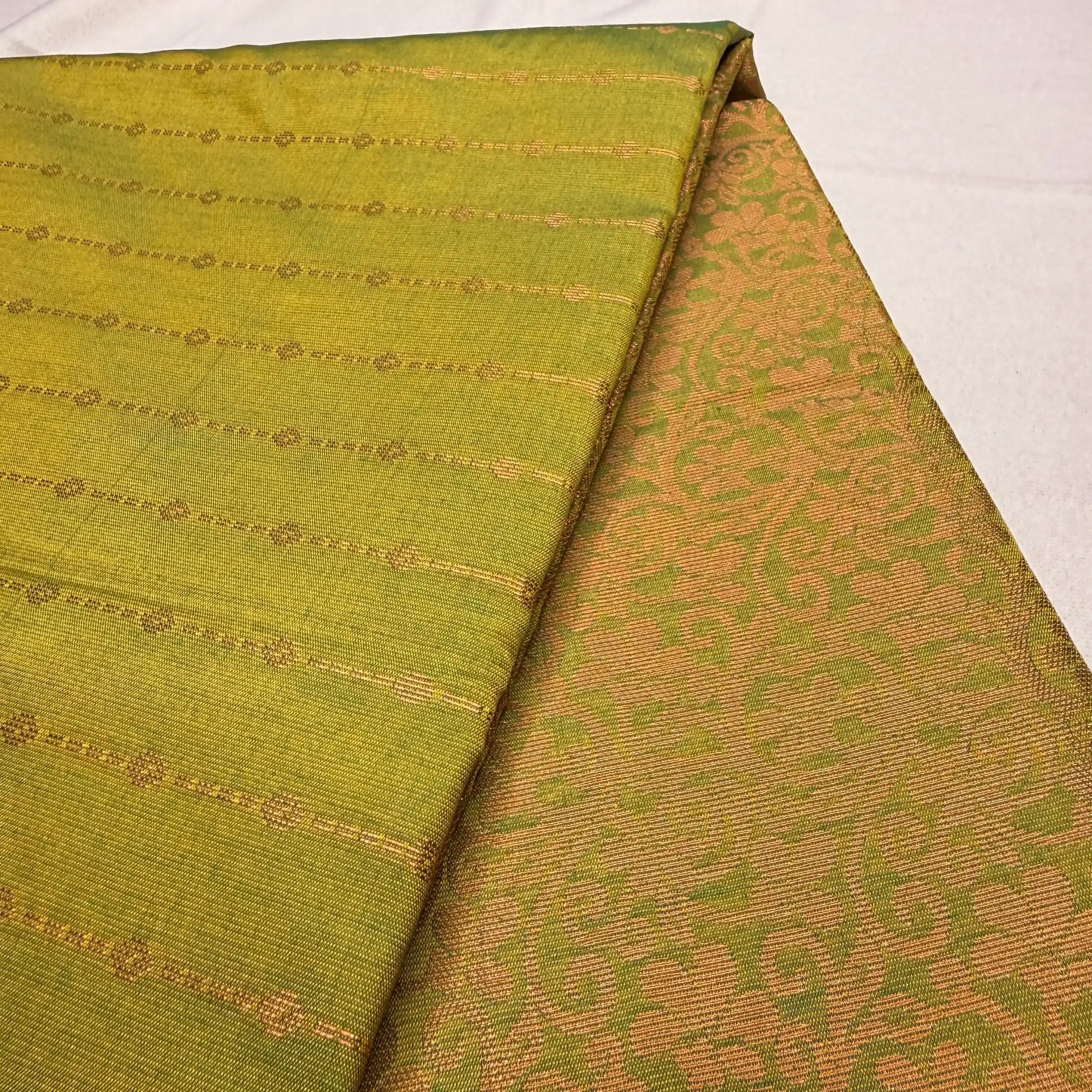 Serene Olive Green – Soft Silk Saree with Woven Motifs -SKU: H2-002