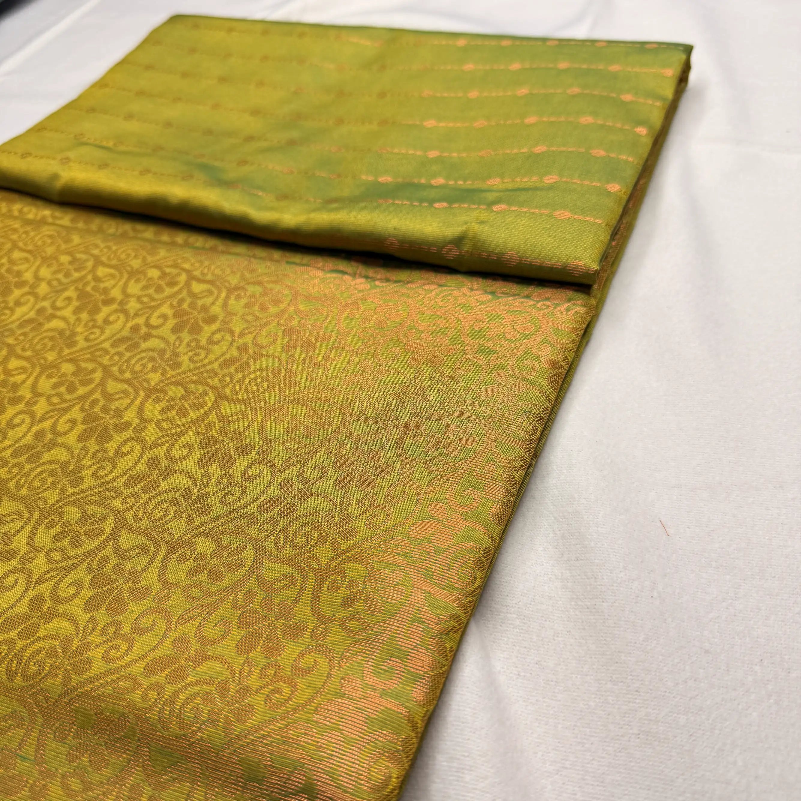 Serene Olive Green – Soft Silk Saree with Woven Motifs -SKU: H2-002