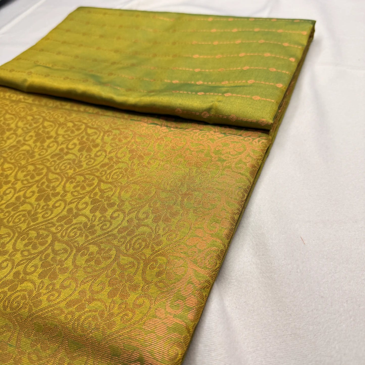Serene Olive Green – Soft Silk Saree with Woven Motifs -SKU: H2-002