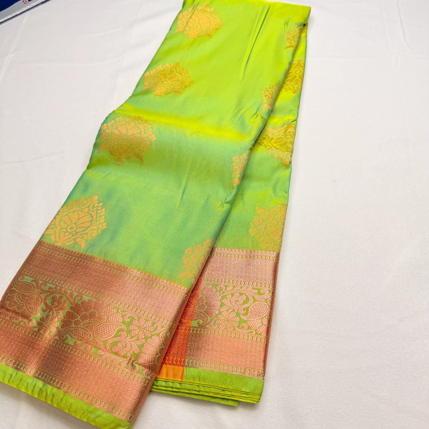 Elegant Ochre Soft Silk Saree with Intricate Brocade | J3-001