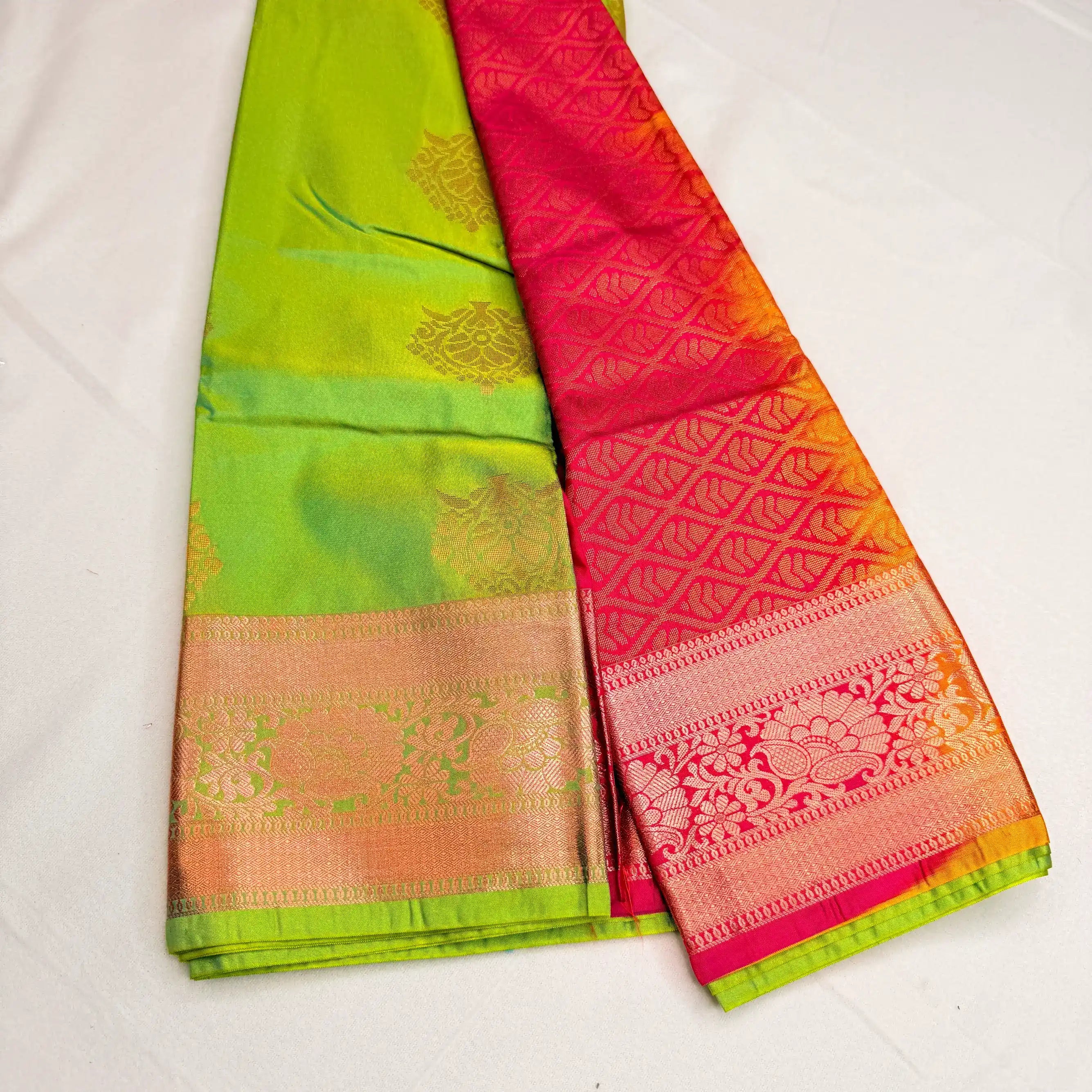 Elegant Ochre Soft Silk Saree with Intricate Brocade | J3-001