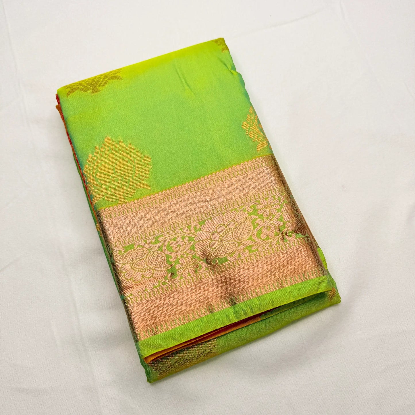 Elegant Ochre Soft Silk Saree with Intricate Brocade | J3-001