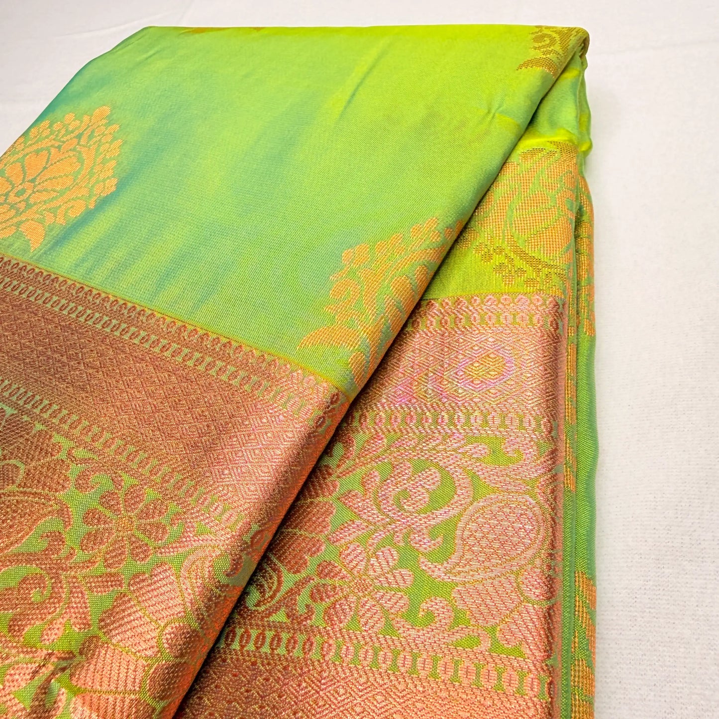 Elegant Ochre Soft Silk Saree with Intricate Brocade | J3-001