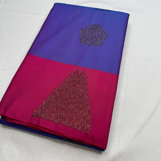 Royal Blue & Fuchsia Pink – Soft Silk Saree with Woven Pallu -SKU: J1-001