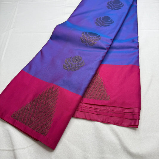 Royal Blue & Fuchsia Pink – Soft Silk Saree with Woven Pallu -SKU: J1-001