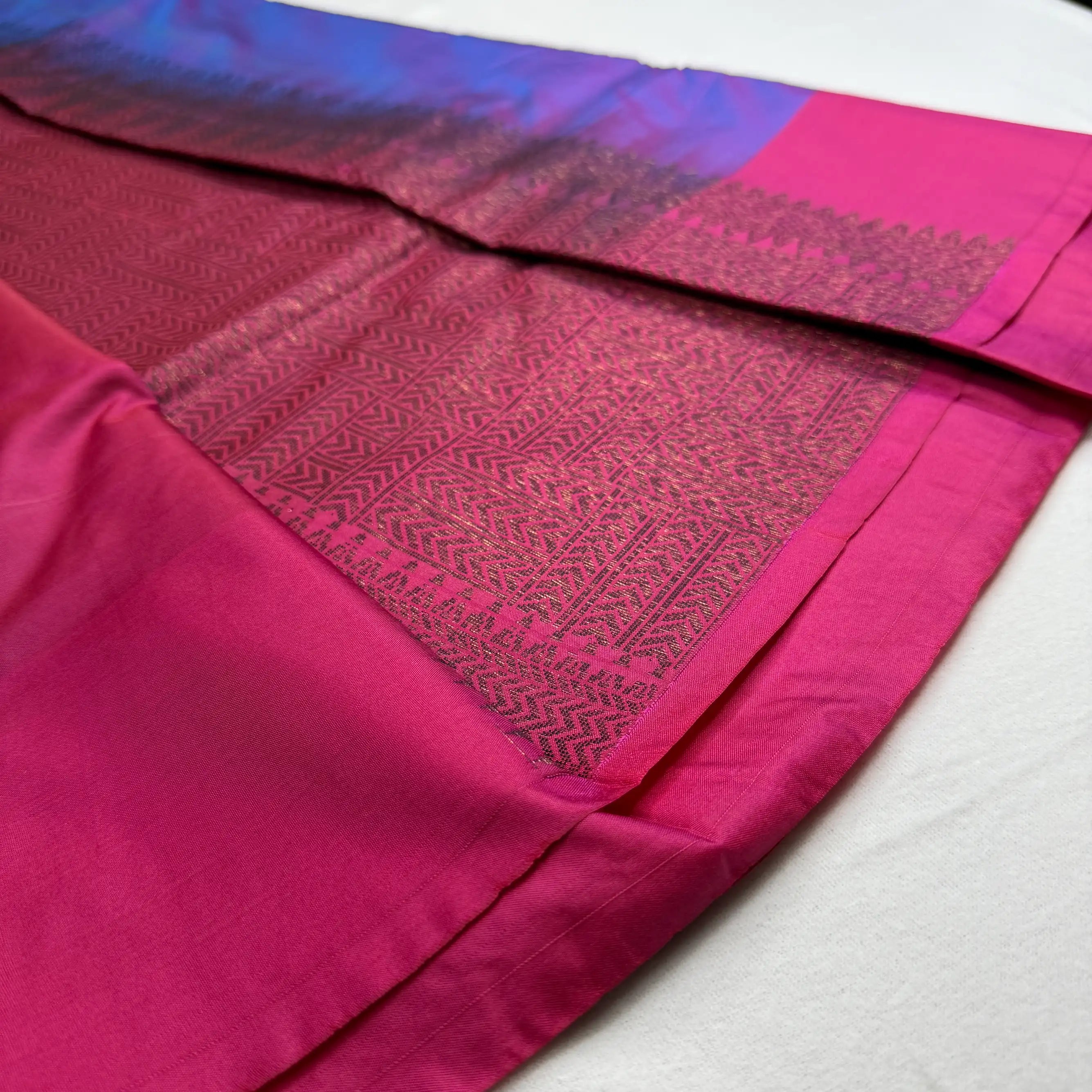 Royal Blue & Fuchsia Pink – Soft Silk Saree with Woven Pallu -SKU: J1-001