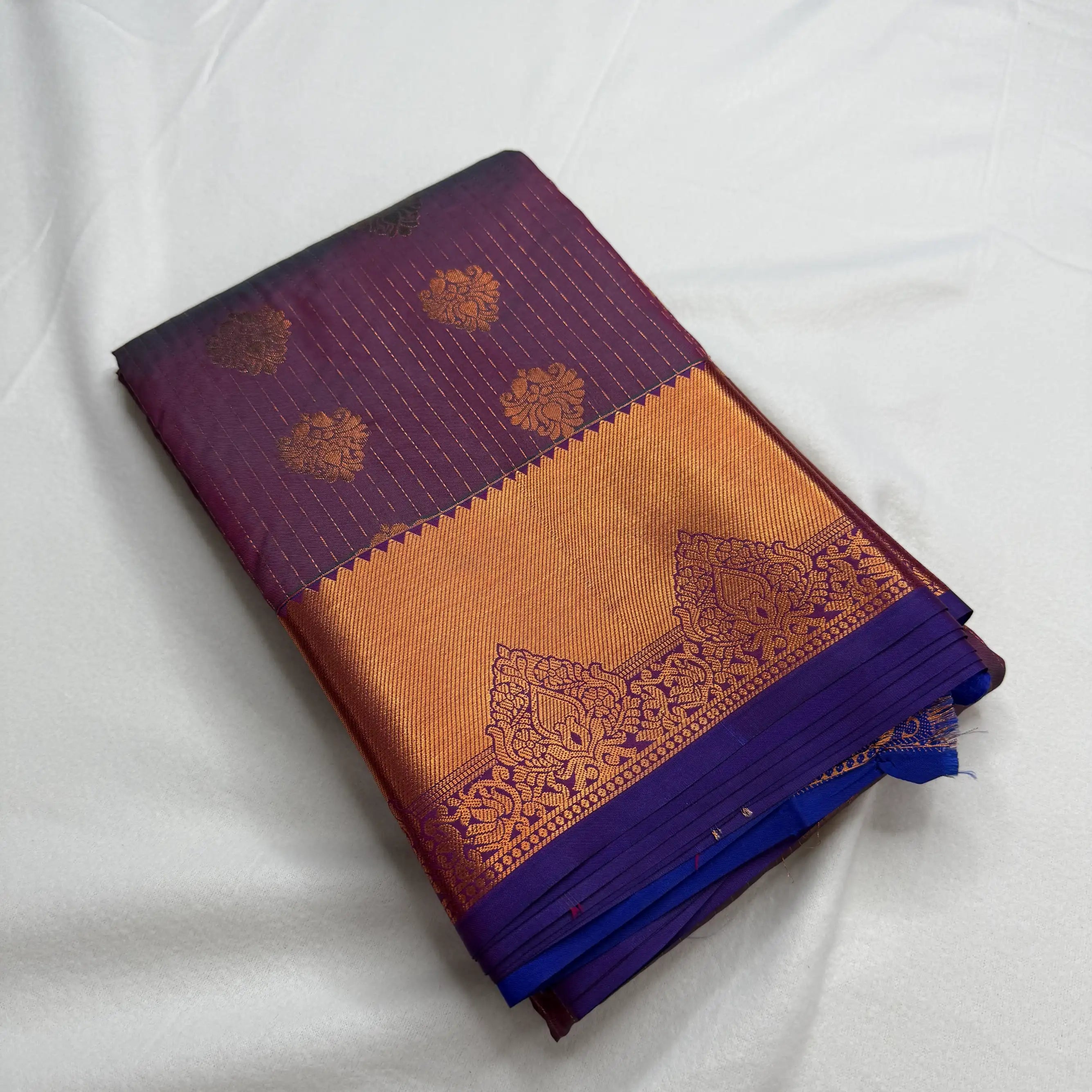 Wine Red & Gold – Soft Silk Saree with Woven Leaf Pallu -SKU: I1-002