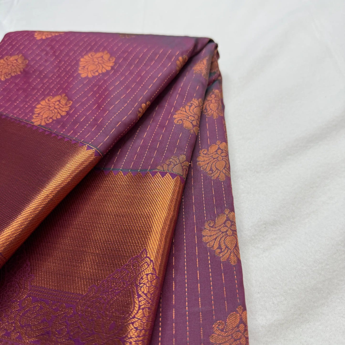 Wine Red & Gold – Soft Silk Saree with Woven Leaf Pallu -SKU: I1-002