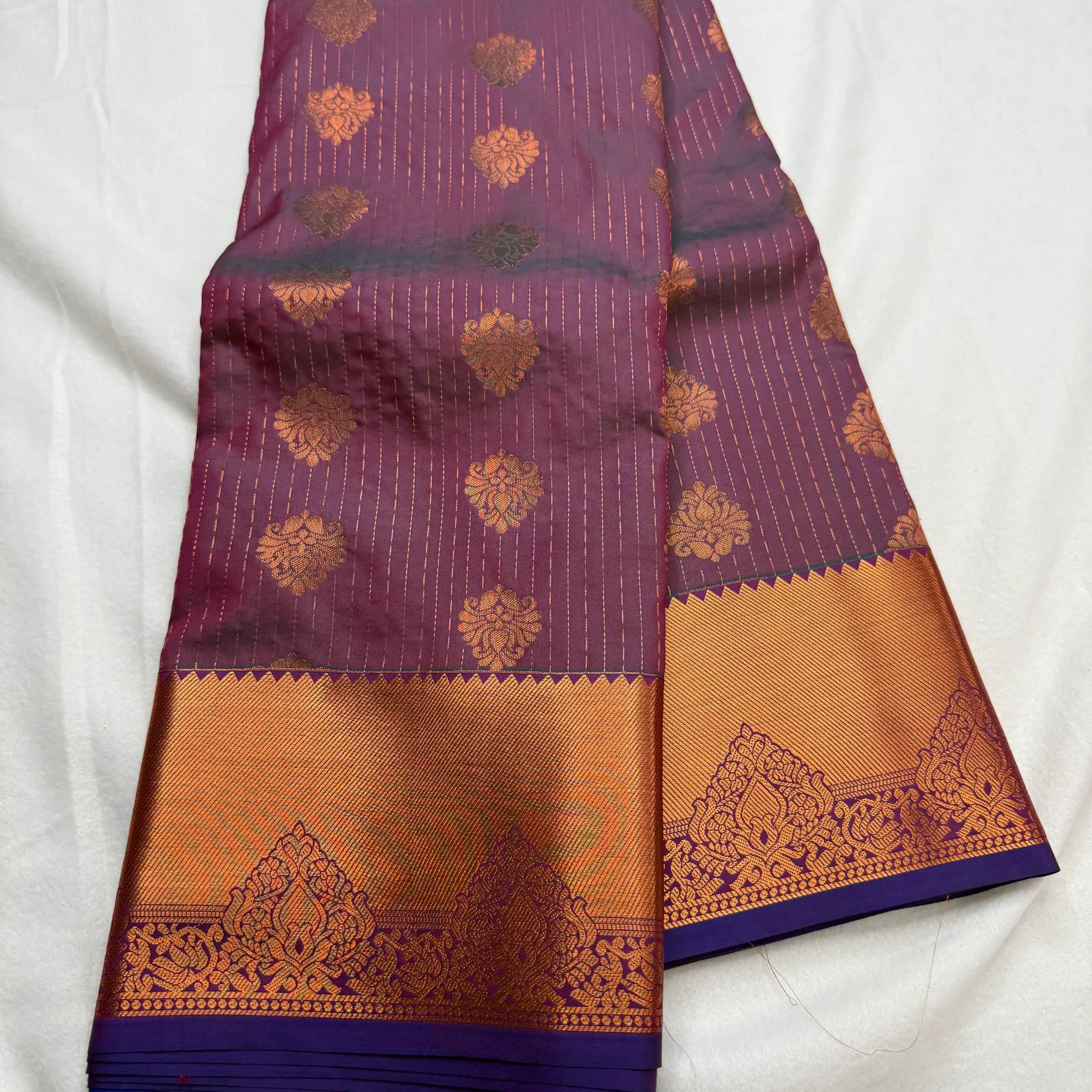 Wine Red & Gold – Soft Silk Saree with Woven Leaf Pallu -SKU: I1-002