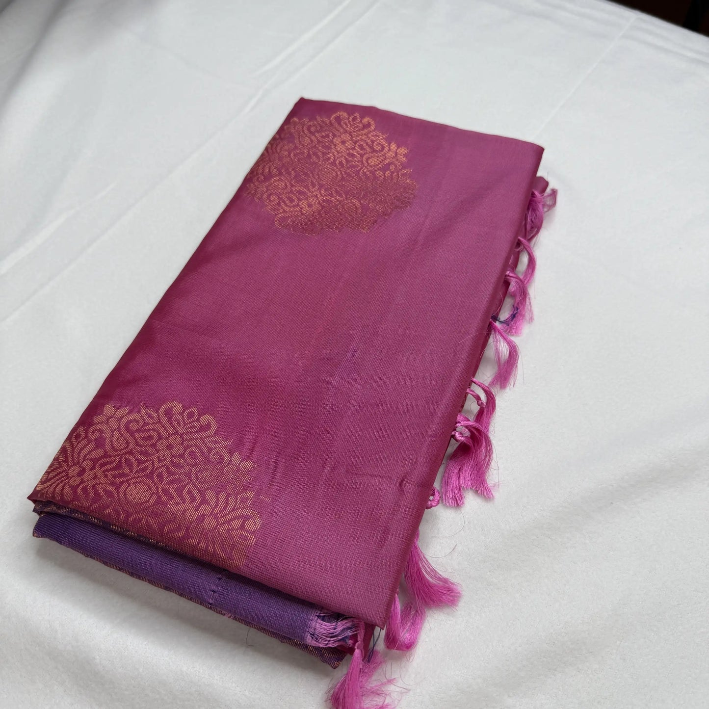 Royal Purple & Vibrant Pink – Soft Silk Saree with Floral Pallu -SKU: J1-002